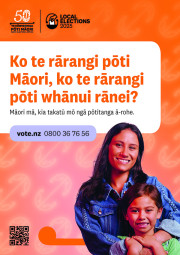 A poster in the Kāi Tahu dialect, informing voters about the Māori Electoral Option for the 2025 Local Elections