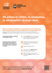 A poster in the Ngāpuhi dialect, informing voters about the Māori Electoral Option for the 2025 Local Elections