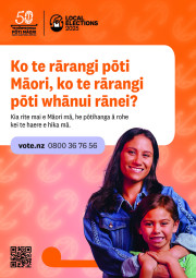 A poster in the Ngāti Porou dialect, informing voters about the Māori Electoral Option for the 2025 Local Elections