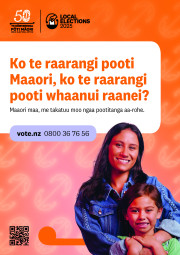 A poster in the Tainui dialect, informing voters about the Māori Electoral Option for the 2025 Local Elections