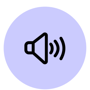 an icon depicting a speaker with audio lines emitting from it