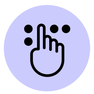 an icon depicting a hand touching a dotted pattern