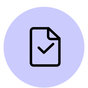 an icon for Easy Read content about voting, featuring a page with a turned over corner and a tick in the centre