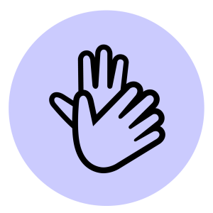 an icon for NZSL content about voting, featuring two hands together with fingers fanned out
